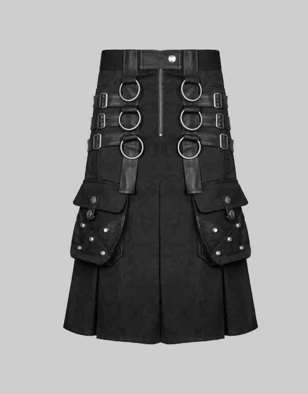 Black Cargo Gothic Utility Kilt