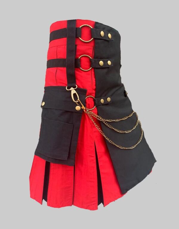 Black and Red Cargo Hybrid Kilt