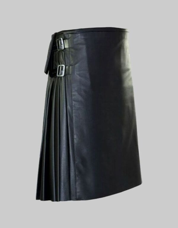 Black new Men Leather Kilt