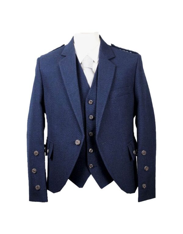 Blue Wool Tweed Argyle Kilt Jacket