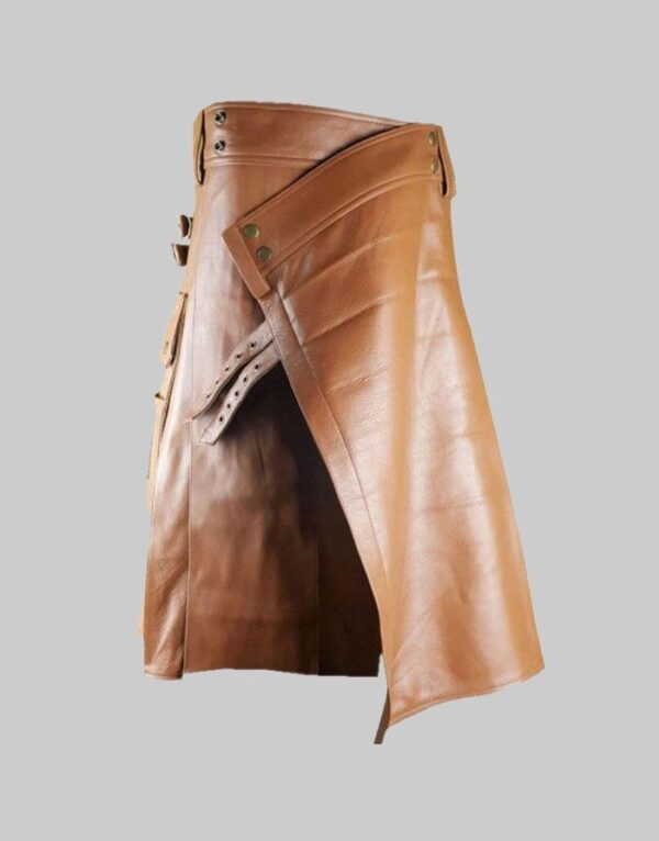 Brown Fashion Leather Kilt For Men