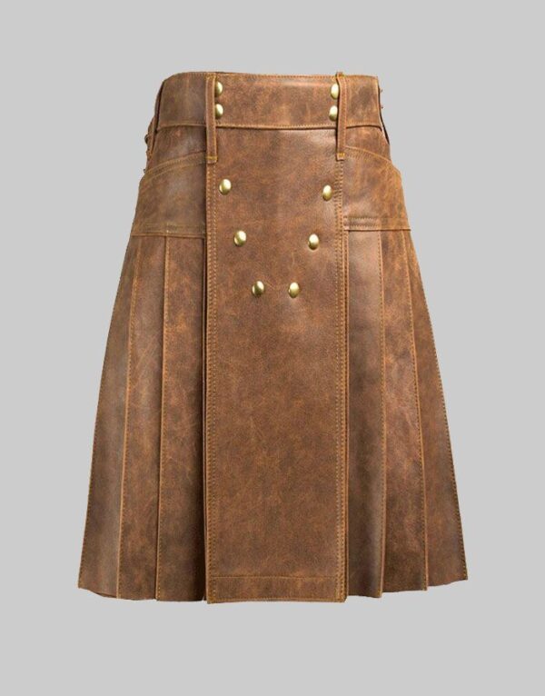 Brown Leather Kilt For Men