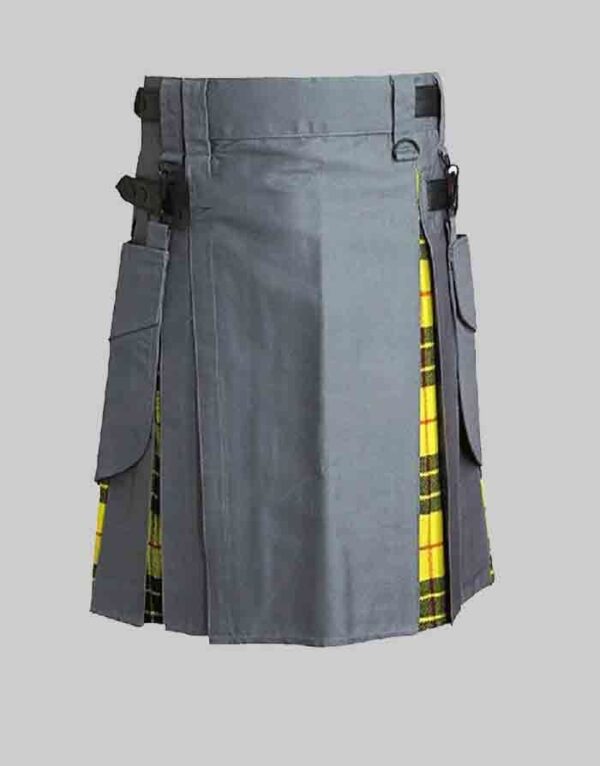 GREY UTILITY AND TARTAN HYBRID KILT