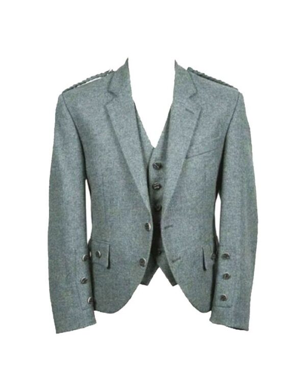 Green Lovat Wool Tweed Argyle Tweed Kilt Jacket