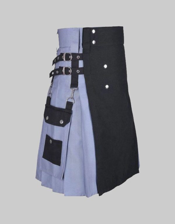 Grey And Black Two Tone Hybrid Kilt For Man