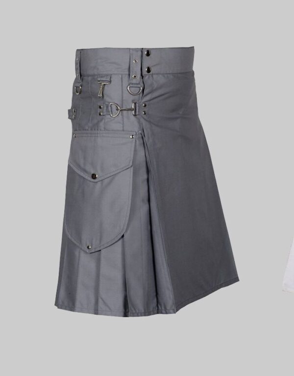 Grey Utility Kilt For Men