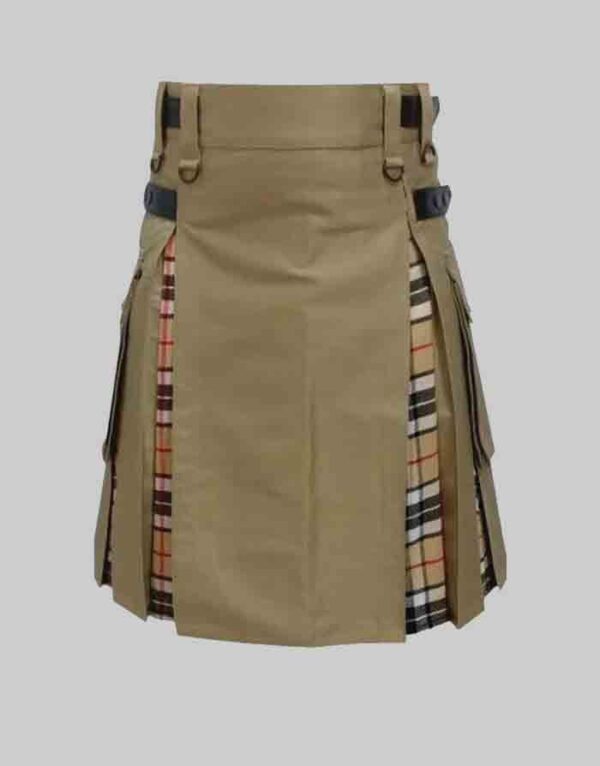 Khaki And Thompson Camel Hybrid Tartan Kilt