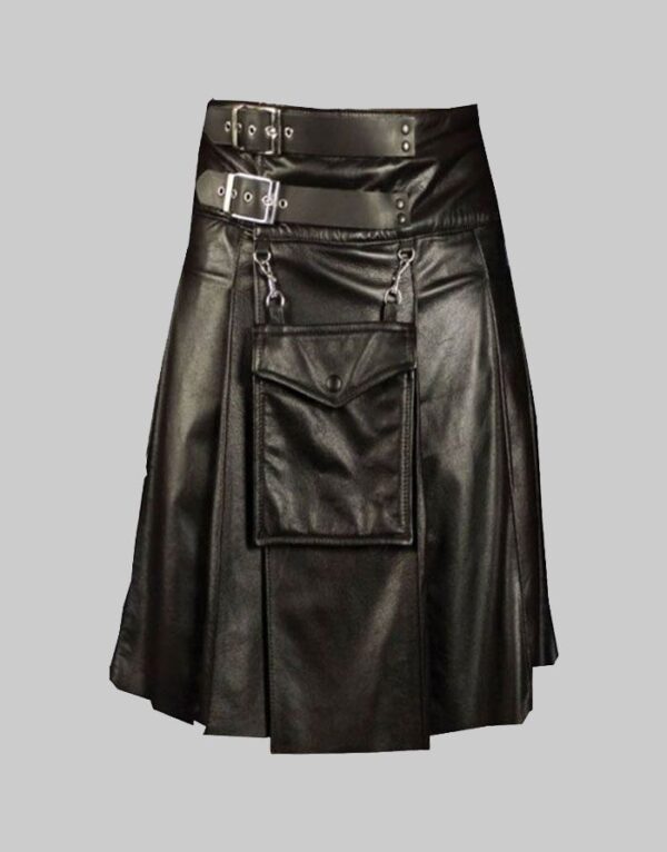 Luxurious Black Leather Kilt