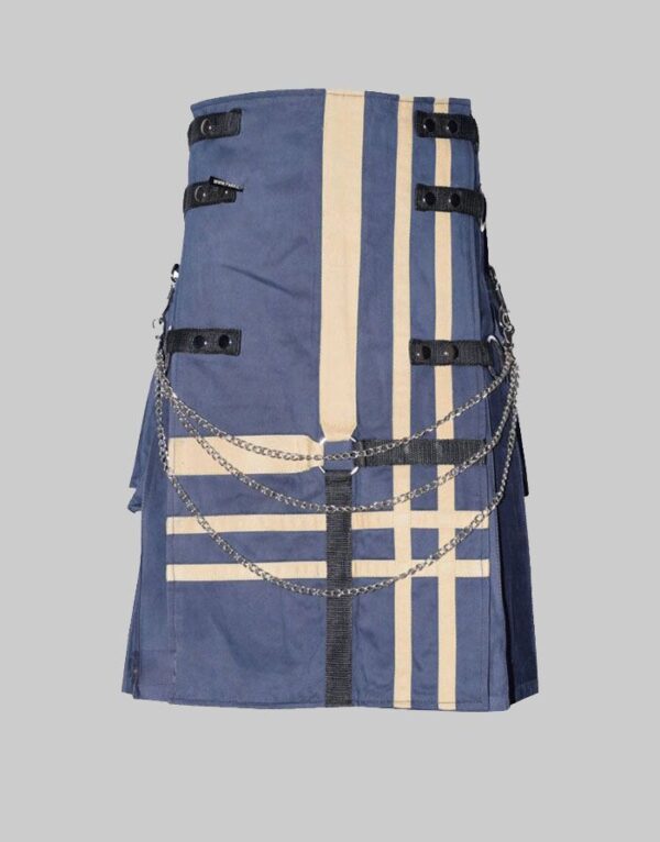 MEN BLUE COTTON HYBRID UTILITY KILT