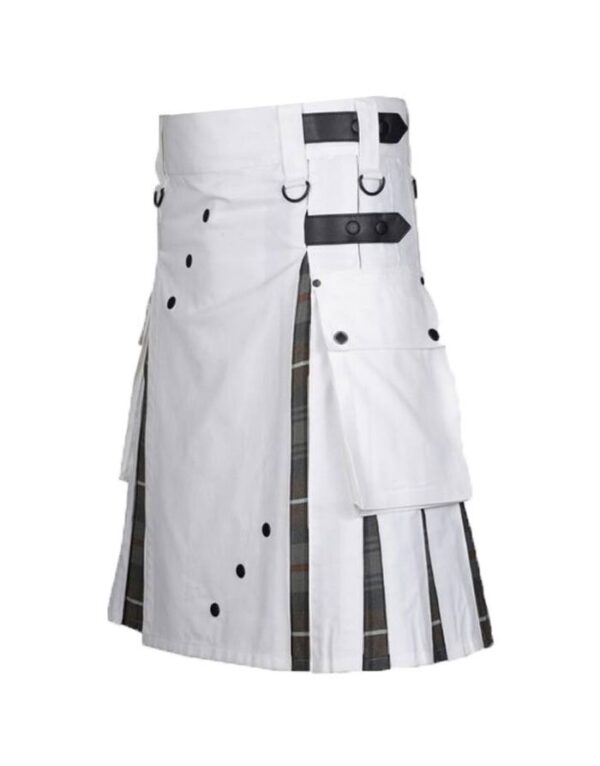 Men's White Cotton Utility Hybrid Kilt