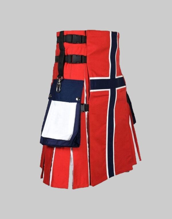 NORWEGIAN FLAG COTTON HYBRID UTILITY KILT FOR MAN