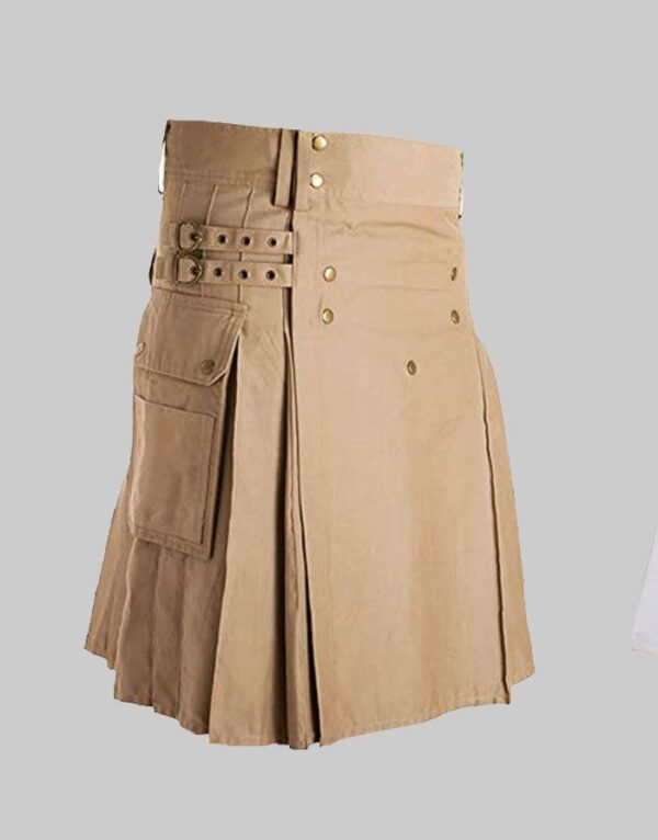 New Khaki Utility Kilt With Cargo Pockets