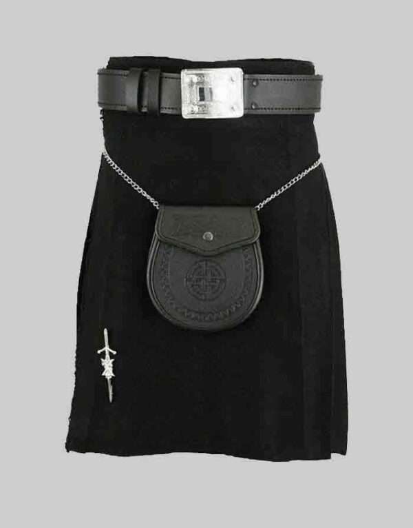 Solid Black Tartan Kilt