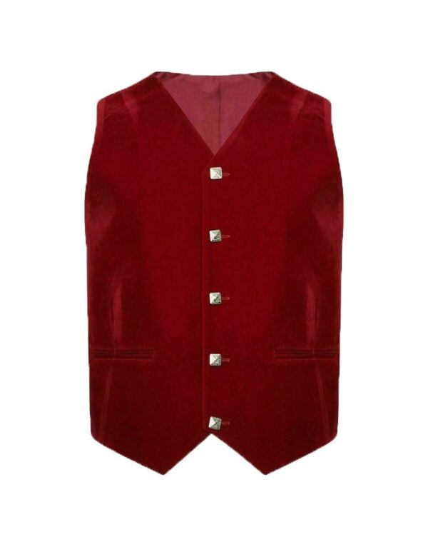 Velvet Highland Wedding Red Argyle Jacket And Waistcoat - Image 3