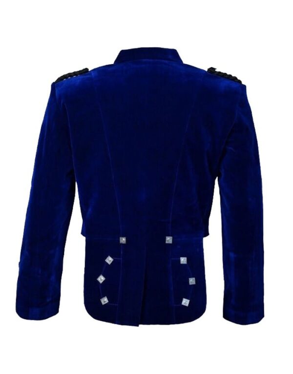 Blue Velvet Scottish Prince Charlie Kilt Jacket - Image 2