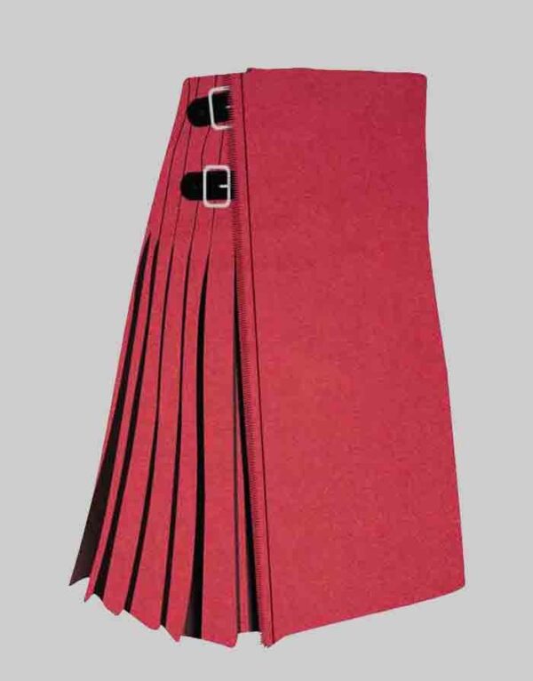 Solid Scarlet Weathered Tartan Kilt